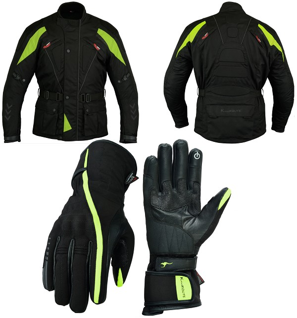 lantano Respetuoso del medio ambiente nariz Pack de Invierno,chaqueta de moto cordura 3/4 y guantes de invierno  impermeables