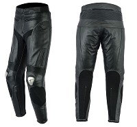 Pantalon de moto en cuir avec protections en titane