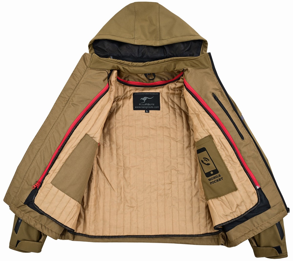 CHAQUETA DE MOTO UNISEX EN TEJIDO SOFTSHELL, NEOPRENO IMPERMEABLE, TÉRMICO Y PROTECTORES C.E.