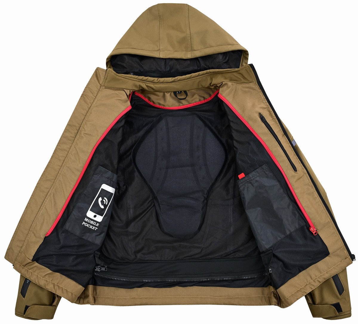 CHAQUETA DE MOTO UNISEX EN TEJIDO SOFTSHELL, NEOPRENO IMPERMEABLE, TÉRMICO Y PROTECTORES C.E.