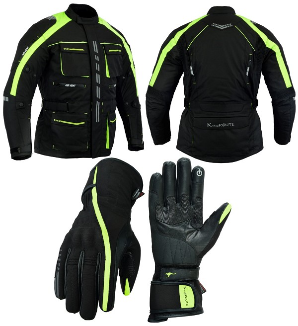 Pack Invierno Chaqueta de moto cordura 3/4 y guantes con protecciones impermeables