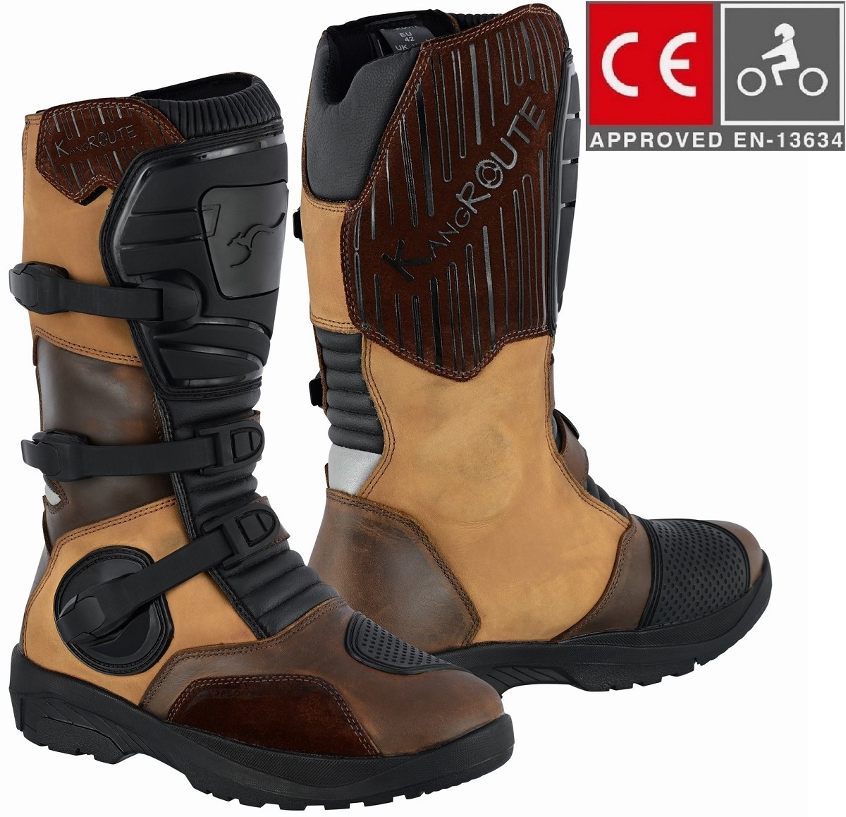 BOTAS DE MOTO ADVENTURE / TOURING DE CAÑA ALTA EN PIEL BOVINA CON PROTECTORES PU Y HOMOLOGACIÓN C.E. EPI