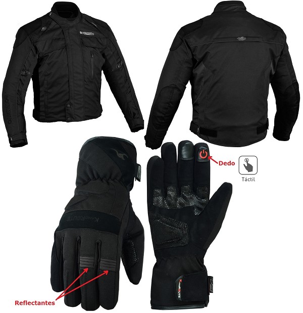 Pack Invierno Urbano, chaqueta cordura y guantes de moto para invierno impermeables y térmicos