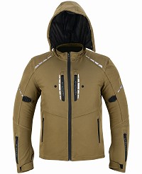 CHAQUETA DE MOTO UNISEX EN TEJIDO SOFTSHELL, NEOPRENO IMPERMEABLE, TÉRMICO Y PROTECTORES C.E.