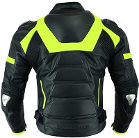 CHAQUETA DE CUERO CON PROTECTORES TPR TITANIO Y JOROBA AERODINÁMICA