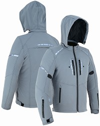 CHAQUETA DE MOTO UNISEX EN TEJIDO SOFTSHELL, NEOPRENO IMPERMEABLE, TÉRMICO Y PROTECTORES C.E.
